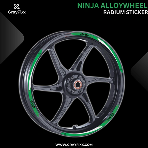 Alloy Wheel Radium Sticker for Ninja | Made in Premium Radium with FPF (Fade Protection Film), Waterproof, Precut Sticker, Pack Of 12